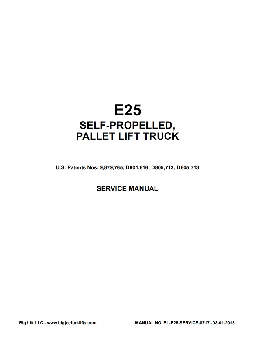 Big-Joe-E25-Pallet-Lift-Truck-维修维护手册-PDF