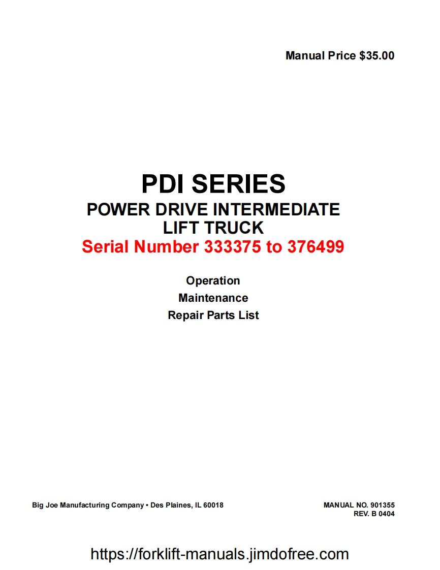 Big-Joe-PDI-Operator-Manual-with-Parts-List操作说明书手册新质力文库 - 聚焦新质生产力发展的数字化知识库_行业洞察 / 理论成果 / 实践指南免费下载新质力文库