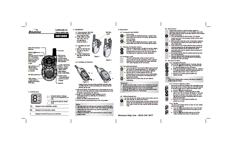 Binatone_Latitude_100_Manual操作说明书手册