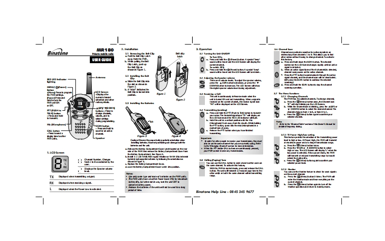 Binatone_MR_180_Manual操作说明书手册