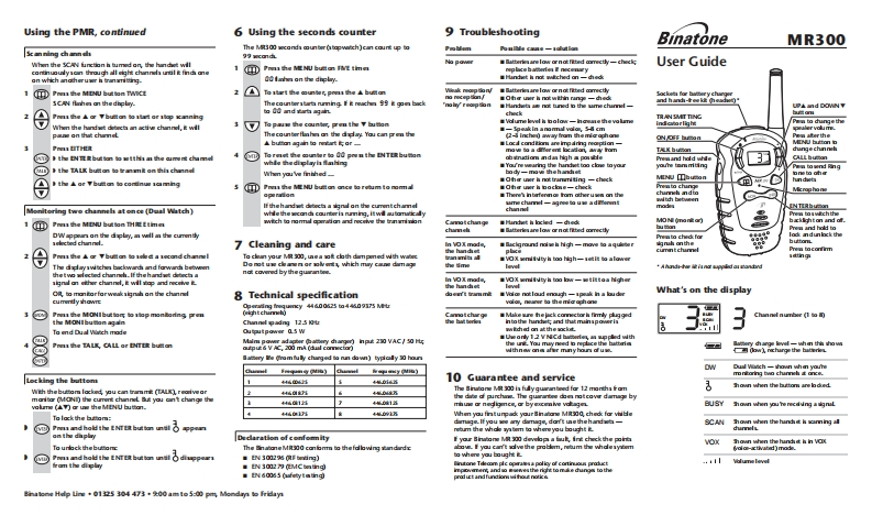 Binatone_MR_300_Manual操作说明书手册