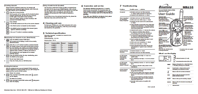Binatone_MR_650_Manual操作说明书手册