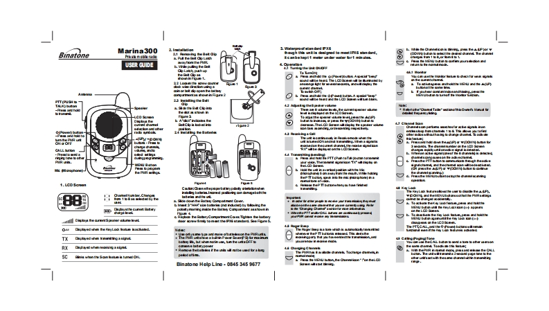 Binatone_Marina_300_Manual操作说明书手册