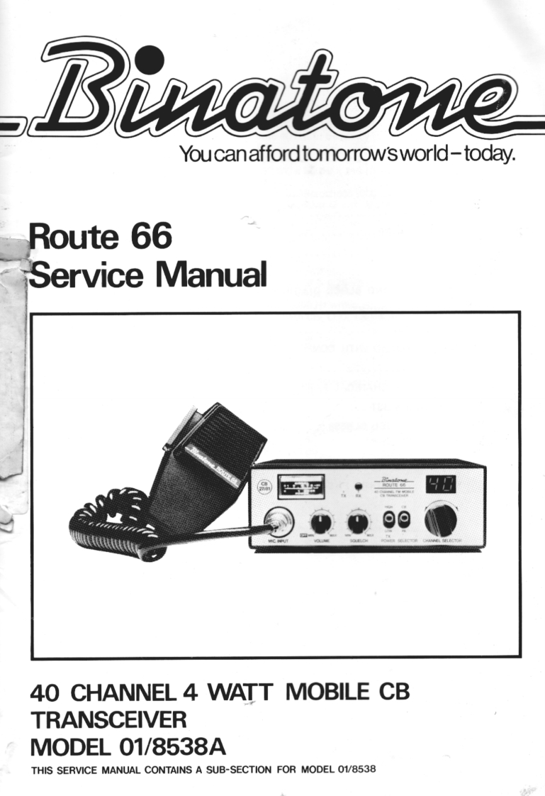 Binatone_Route_66_Service_Manual维修手册含电器原理图