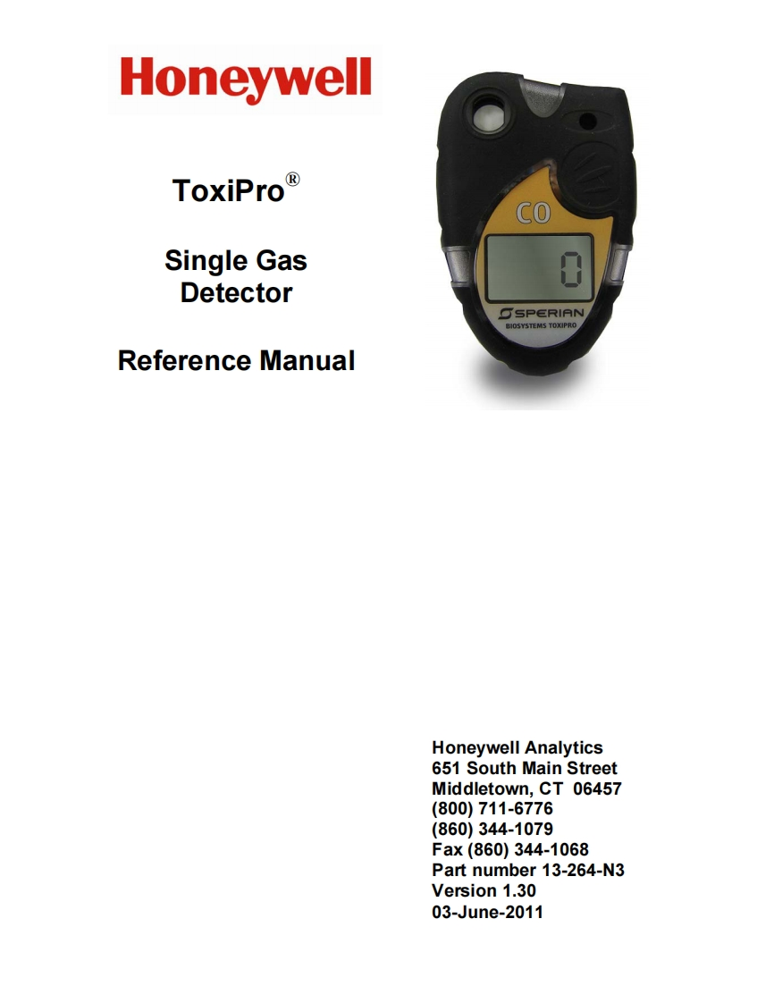 Biosystems-ToxiPro-Single-Gas-Detector-手册说明书指南