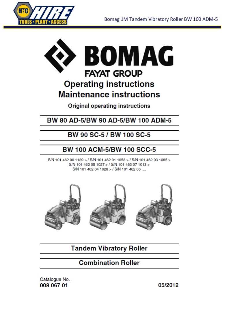 Bomag-BW100-AD5-Manual操作说明书手册-HTC