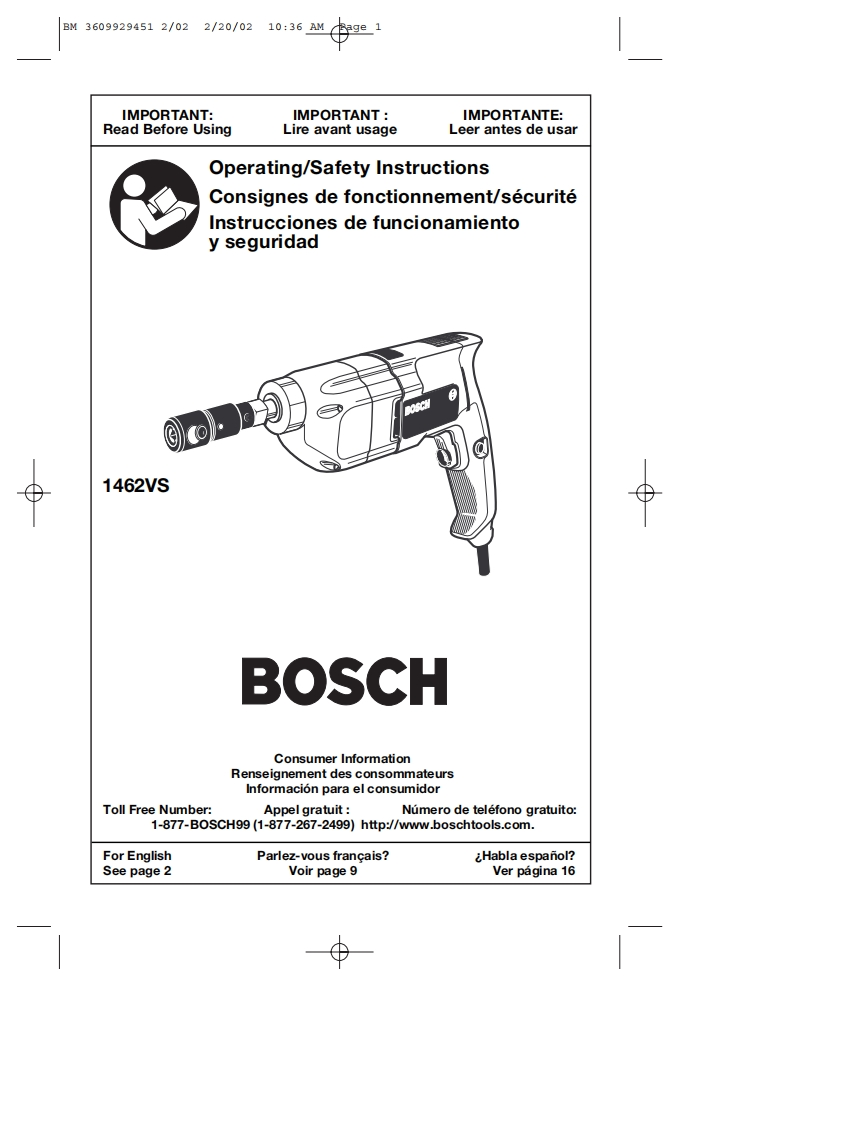 Bosch-1462VS-Tapper-操作说明书手册
