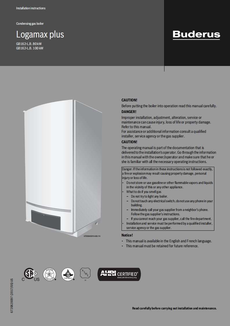 Bosch-Buderus-GB162-High-Altitude-安装操作说明书手册