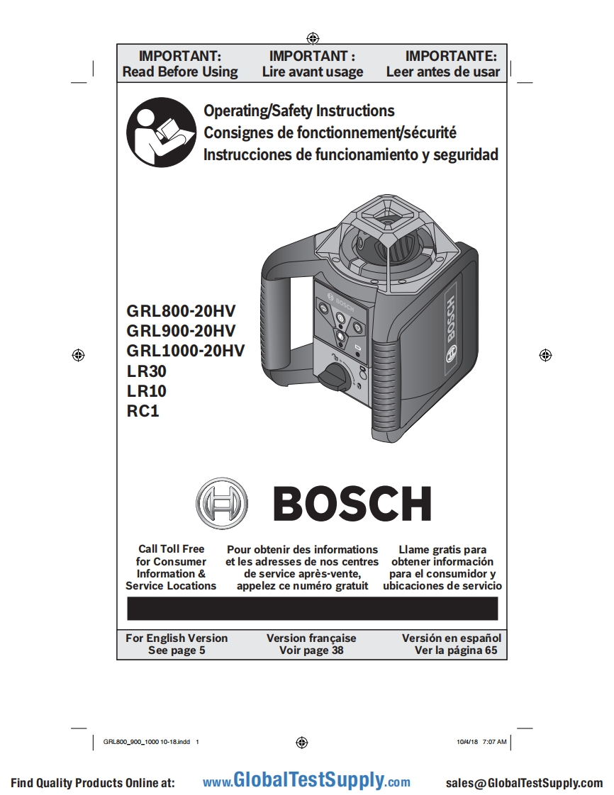 Bosch-GRL900-20HVK-操作说明书手册