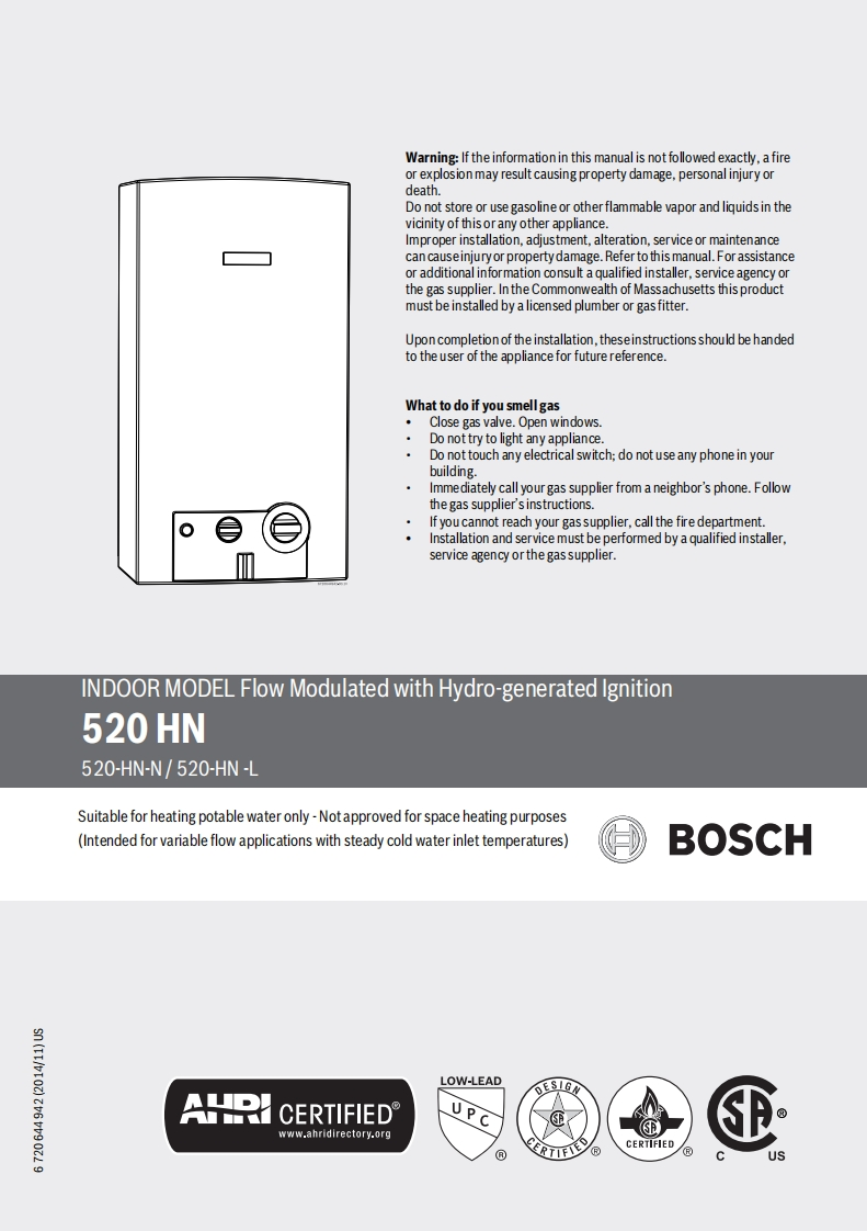 Bosch_Therm_520HN_安装说明书手册
