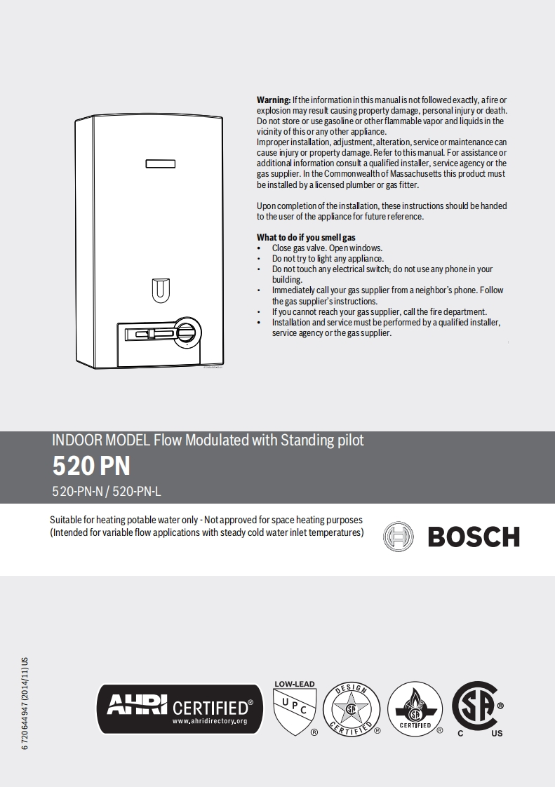 Bosch_Therm_520PN_安装说明书手册