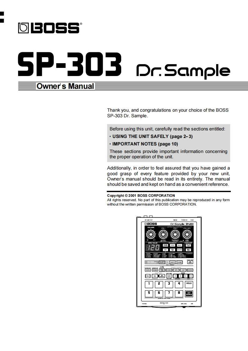 Boss_SP-303_OM操作说明书手册