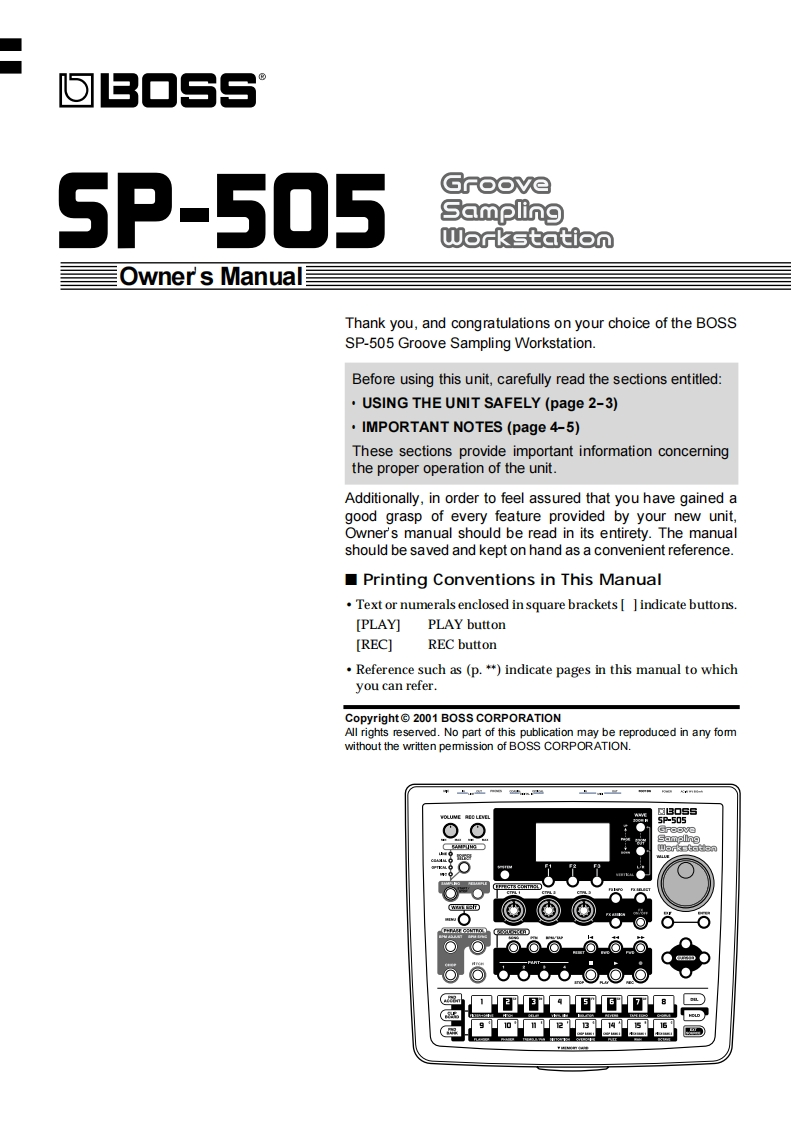 Boss_sp505操作说明书手册