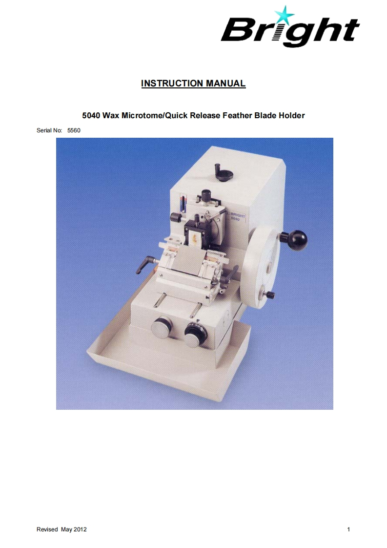 Bright-5040-Microtome-User-操作说明书手册