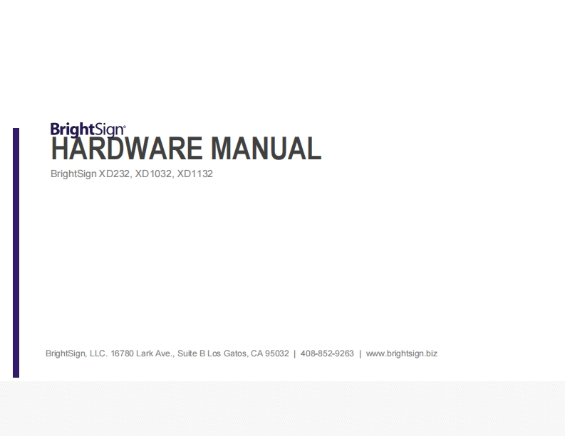 BrightSign-XD-Series-Hardware-操作说明书手册