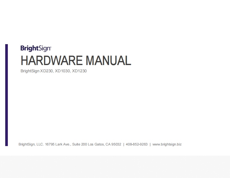 BrightSign-XD230-XD1030-XD1230-操作说明书手册