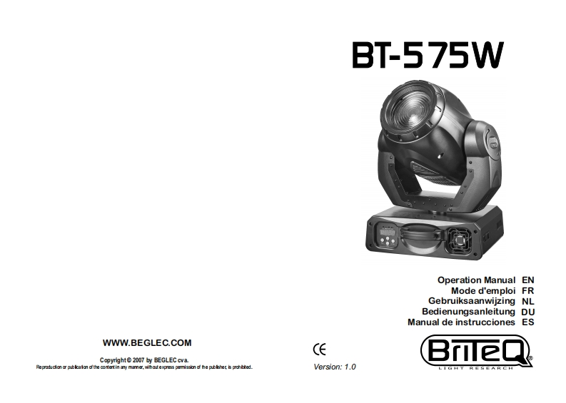 Briteq_575W_使用说明书手册