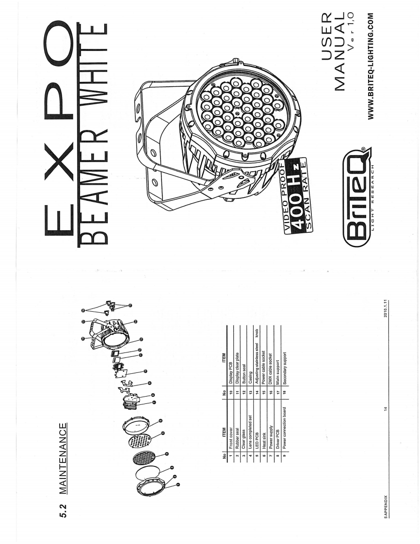 Briteq_LED_Expo_Beamer_White_使用说明书手册