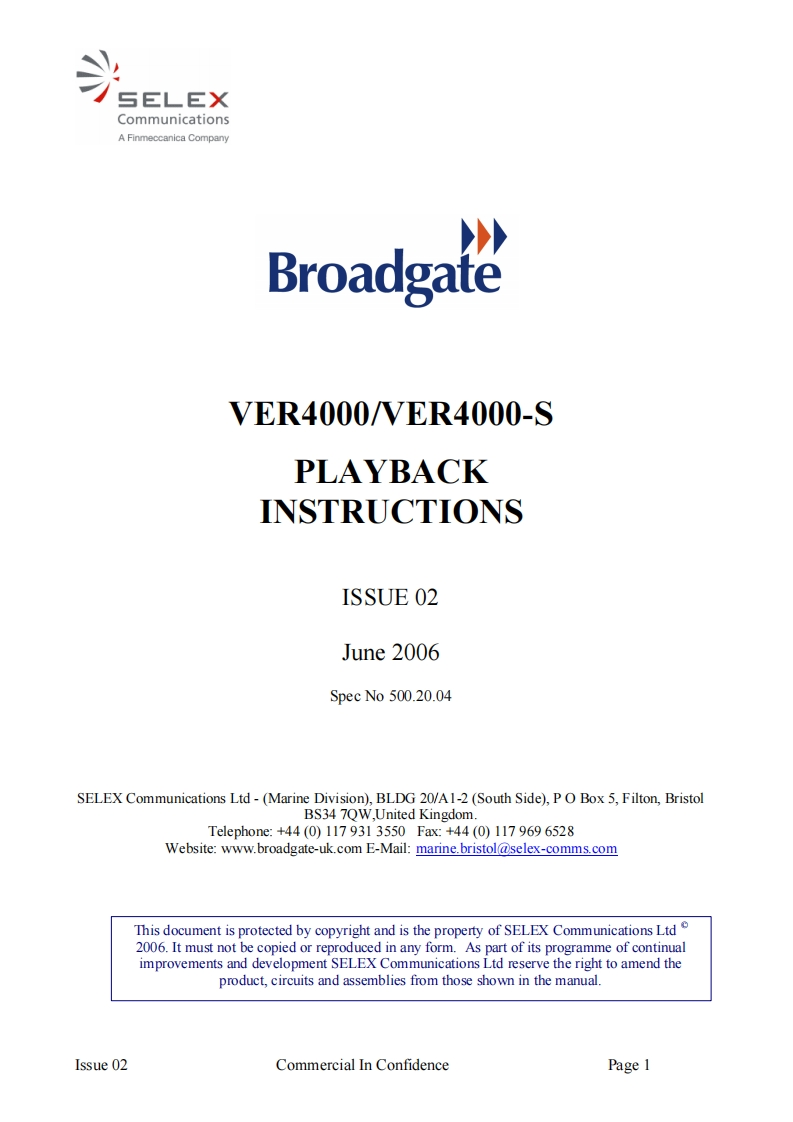 Broadgate_Playback_Instructions安装操作说明书手册