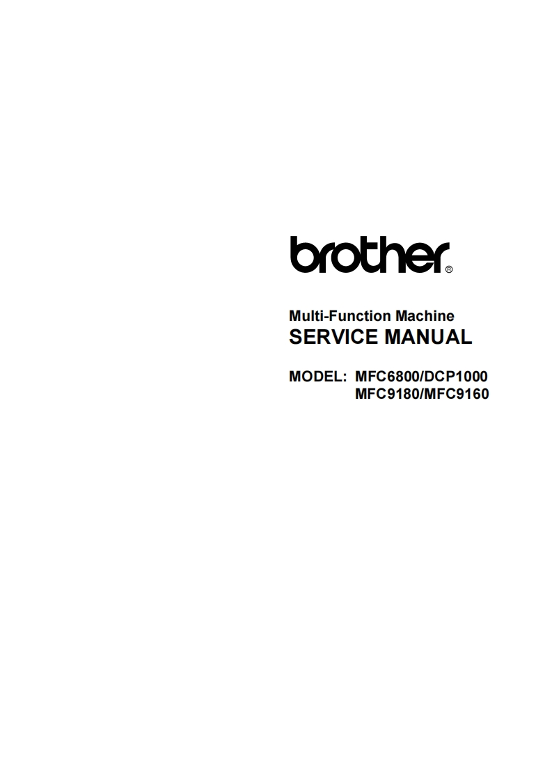 Brother-DCP-1000---MFC-6800---9180---9160-维修维护手册