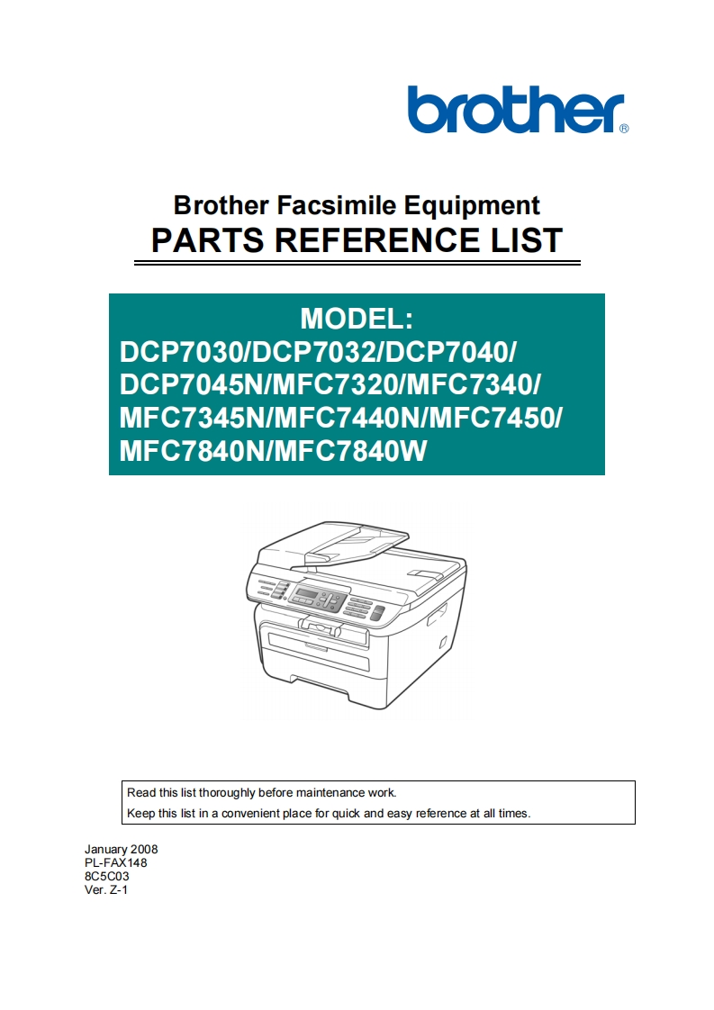 Brother-DCP7030--DCP7032--DCP7040--DCP7045N--MFC7320--MFC7340--MFC7345N--MFC7440N--MFC7450--MFC7840N--MFC7840W-零部件拆装手册-67448db96798b