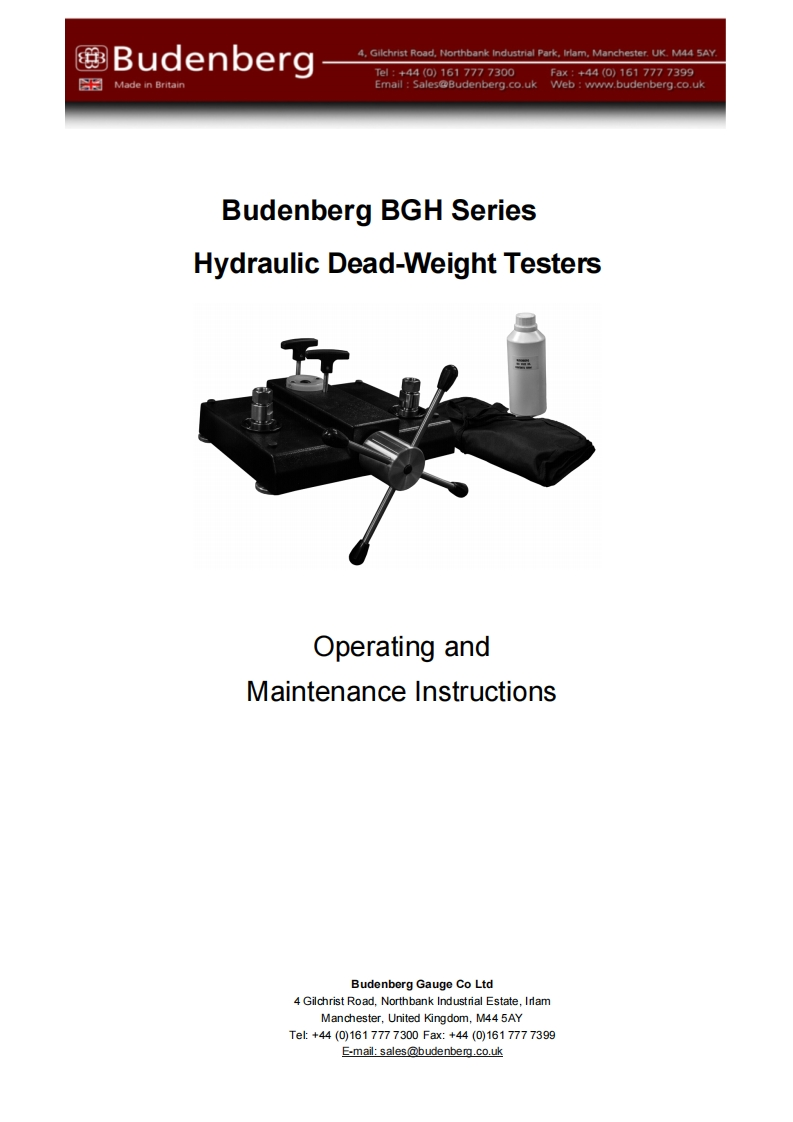 Budenberg-BGH-User-Manual操作说明书手册