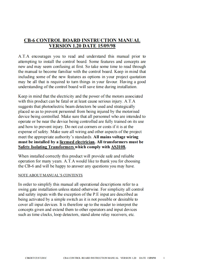 CB-6-1998-操作说明书手册