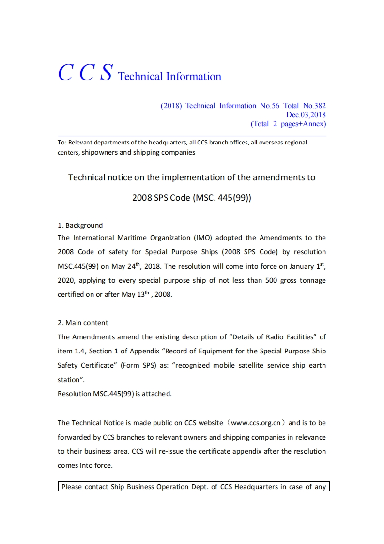CCSTI382(EN)_Technicalnoticeontheimplementationoftheamendmentsto2008SPSCode(MSC.445(99))