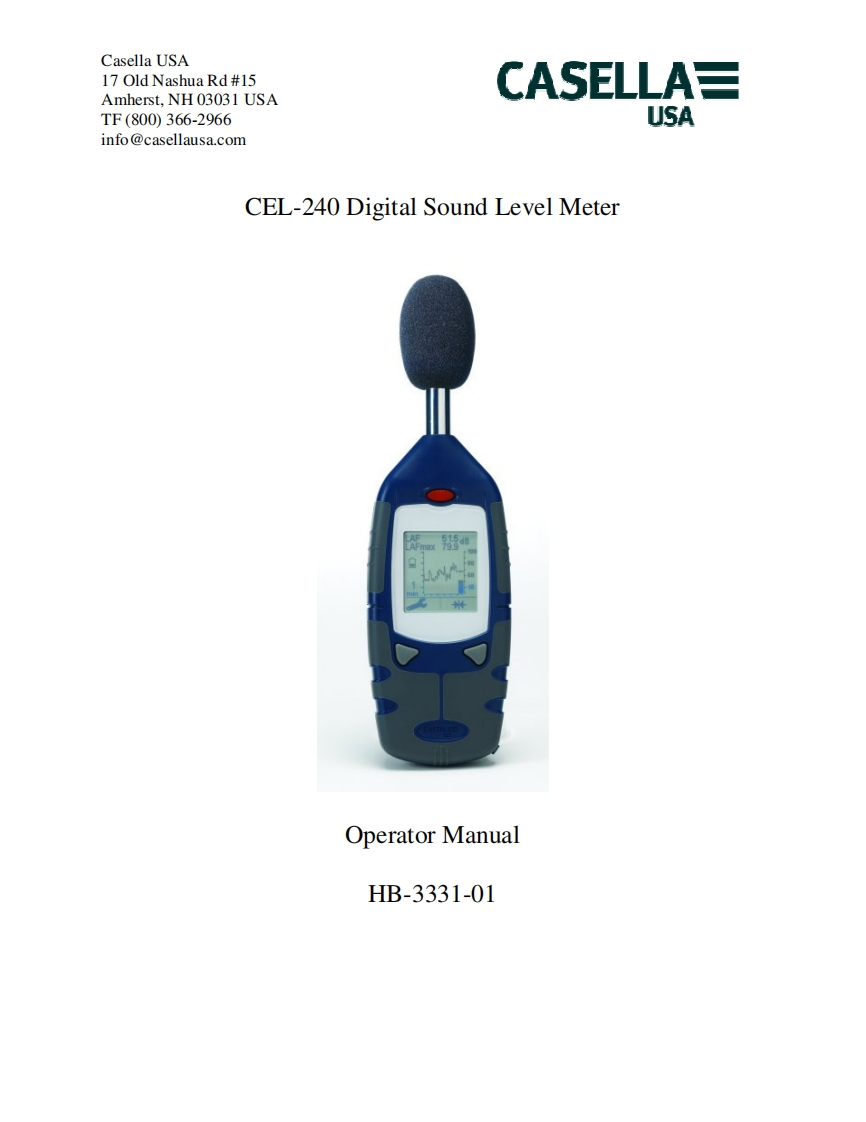 CEL-240-Digital-Sound-Level-Meter_手册说明书指南