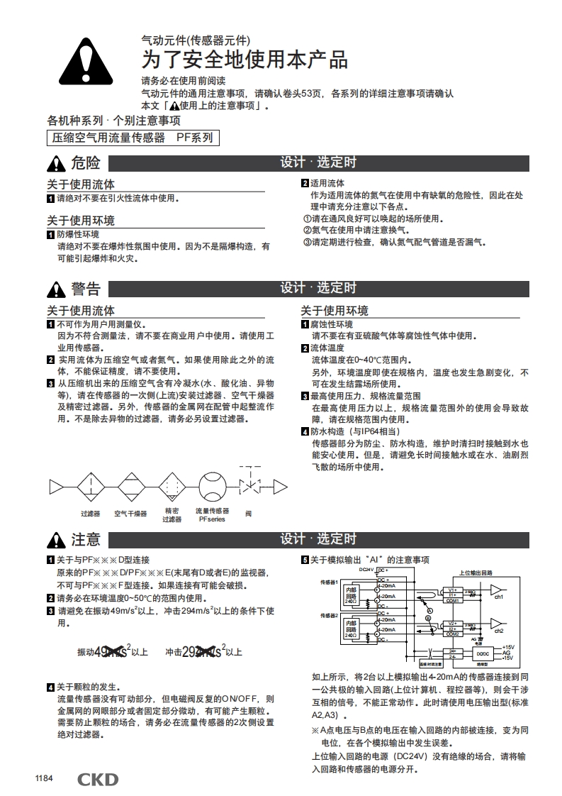 CKD-PF系列注意事项说明书手册