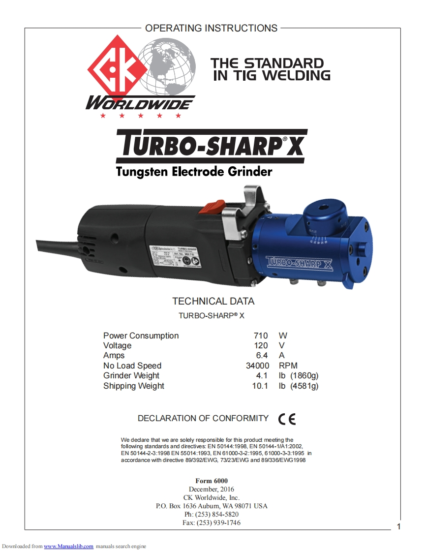 CKTurboSharpXTungstenGrinderOperatingInstructions操作说明书手册