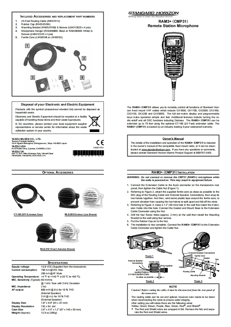 CMP31_Owners使用说明书手册2-23-2016