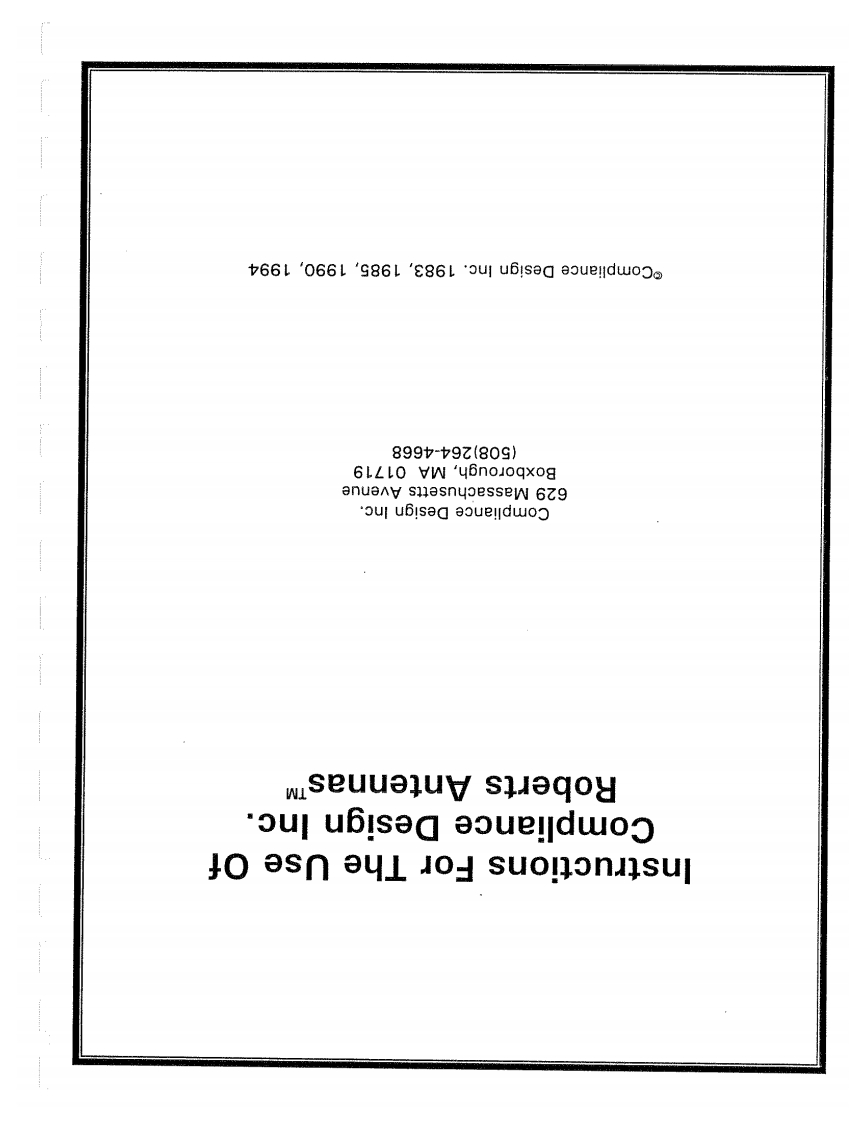 COMPLIANCE-DESIGN-Roberts-Antennas-Instruction操作说明书手册