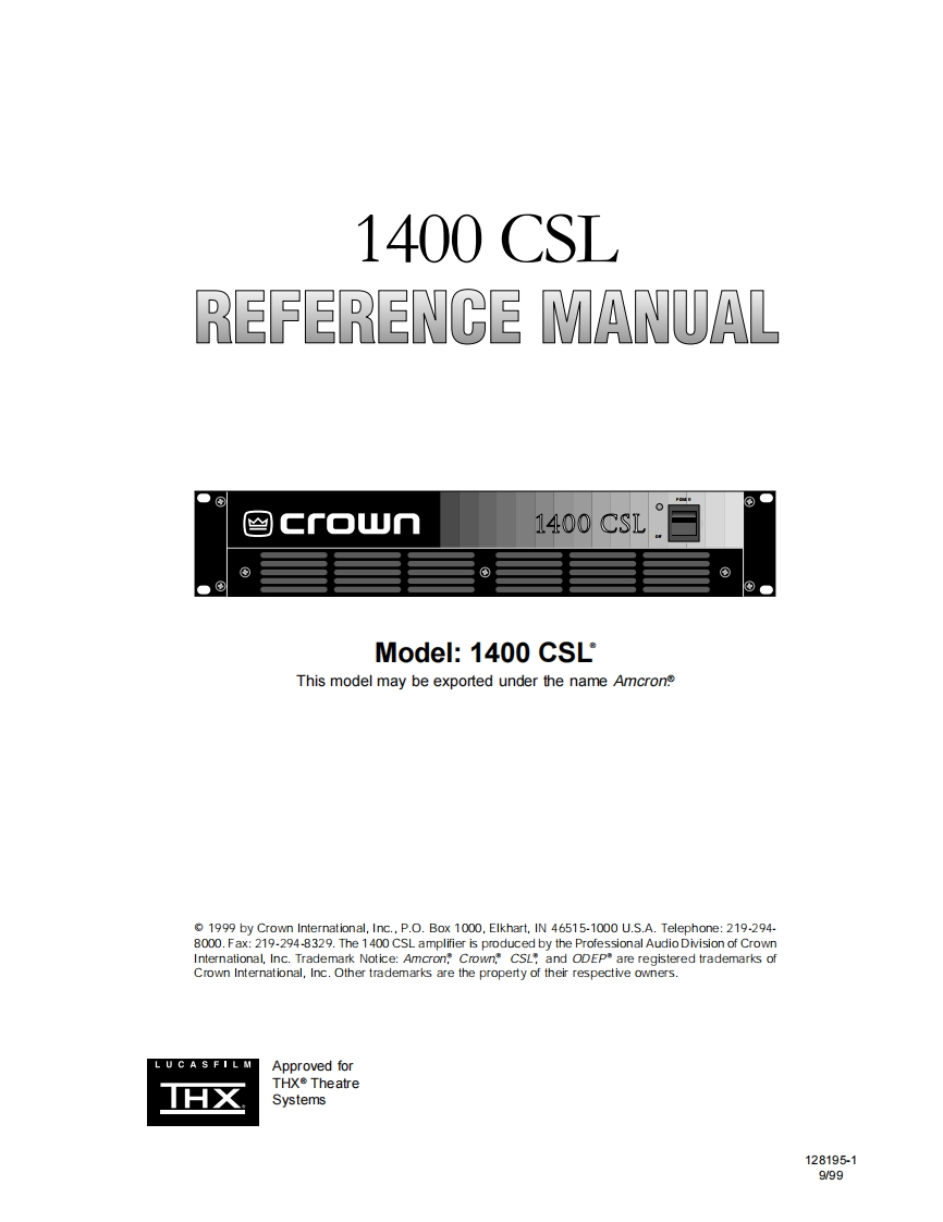 CROWN-1400CSL-Reference-操作说明书手册-128195
