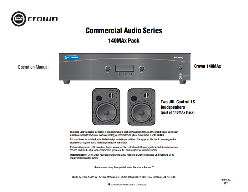 CROWN-140MAx-PACK-操作说明书手册-139118