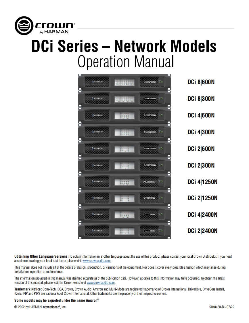 CROWN-5040450-B_DCi_Series_Network_Input_操作说明书手册_071122