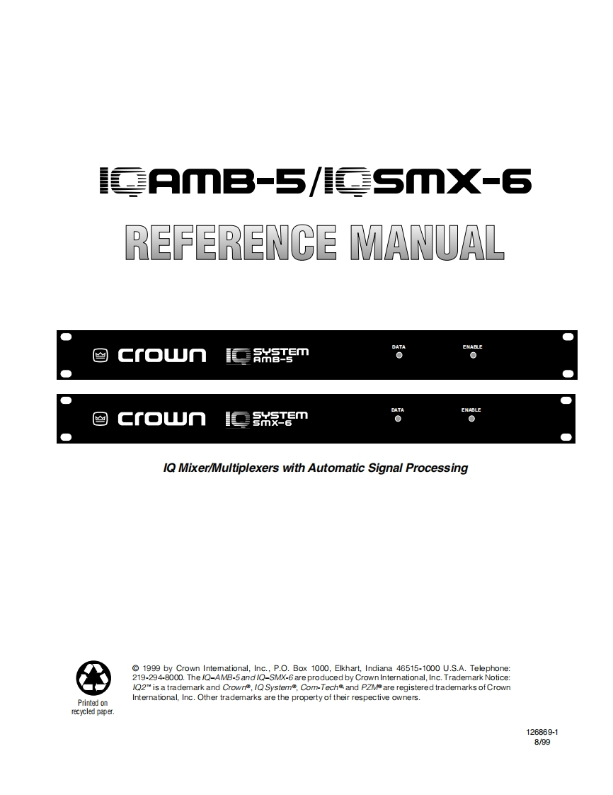 CROWN-AMB5SMX-6-Reference-操作说明书手册-126869