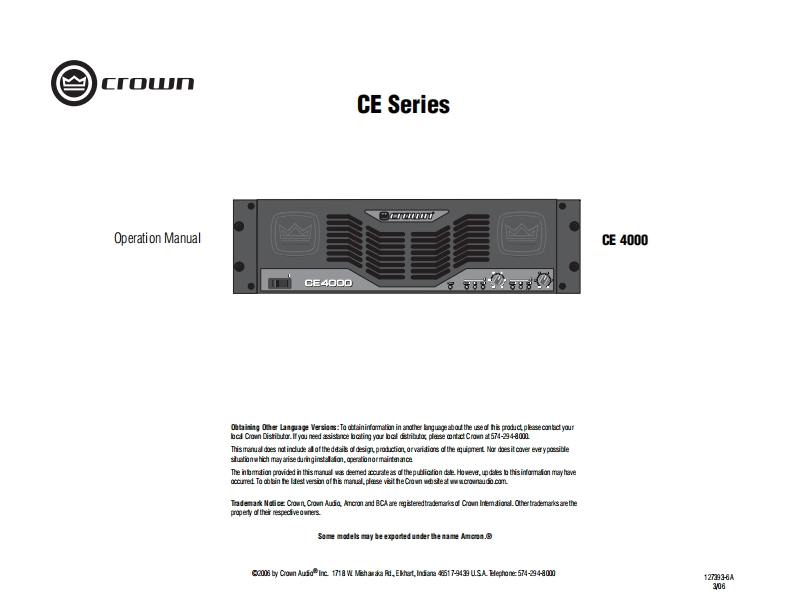 CROWN-CE-4000-操作说明书手册-127393