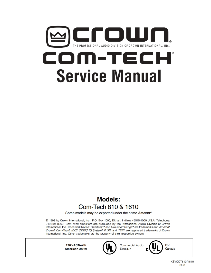 CROWN-CT-810-CT-1610-维修操作说明书手册-130358