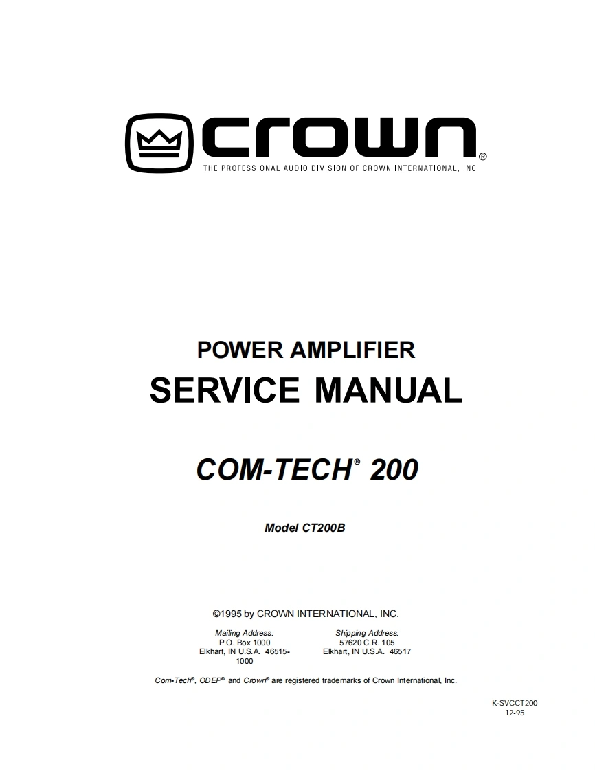 CROWN-CT200B-维修操作说明书手册-ct200sm-找手册网