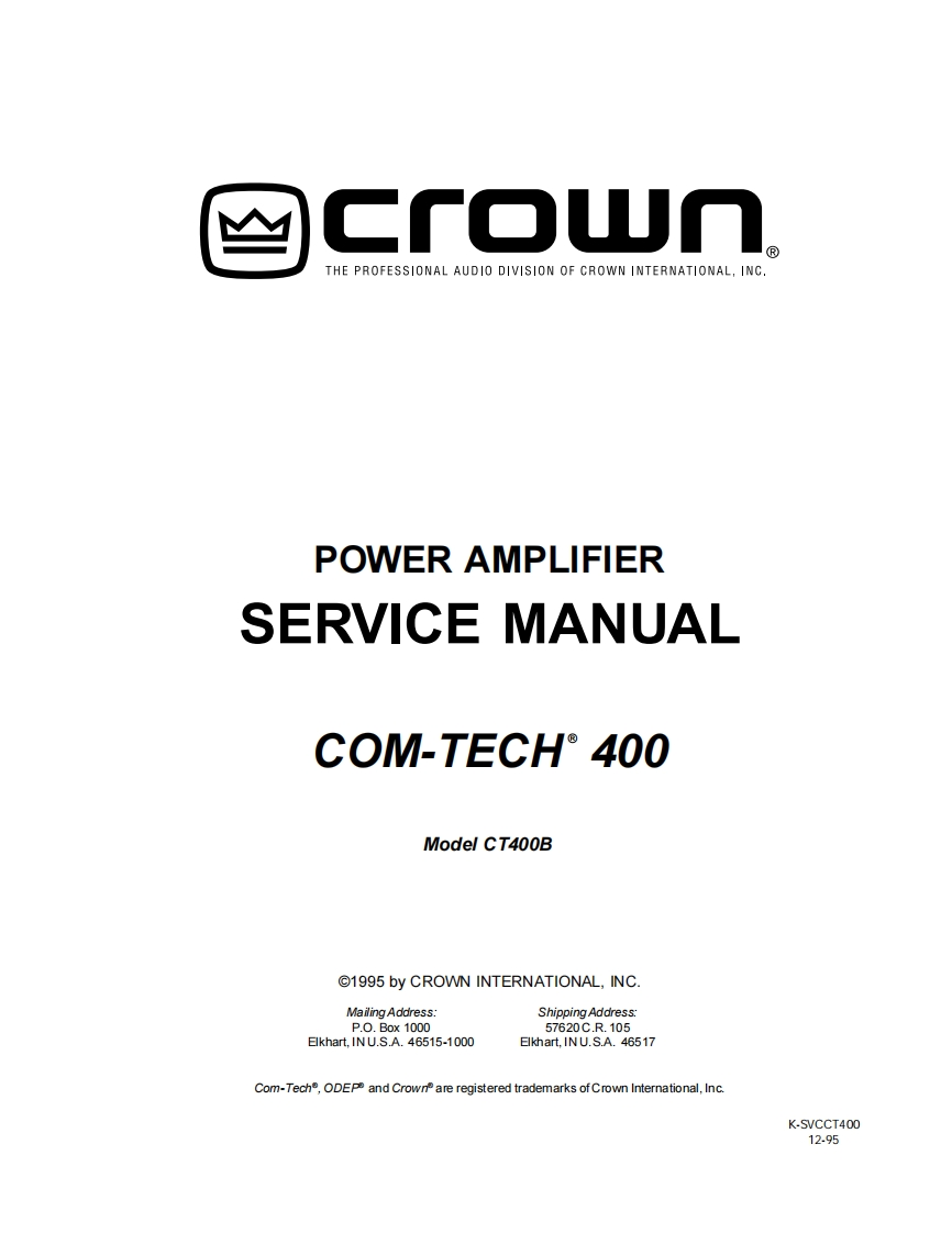 CROWN-CT400B-维修操作说明书手册-ct400sm