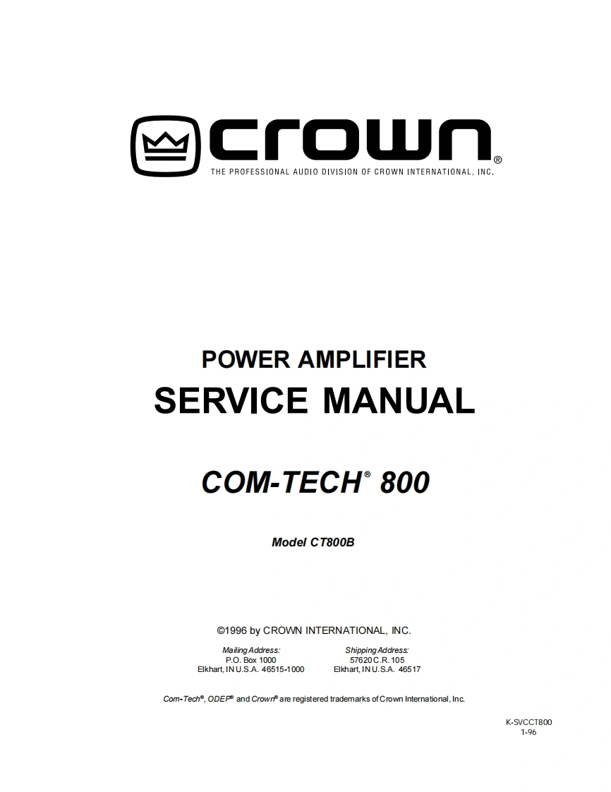 CROWN-CT800B-维修操作说明书手册-ct800sm-找手册网