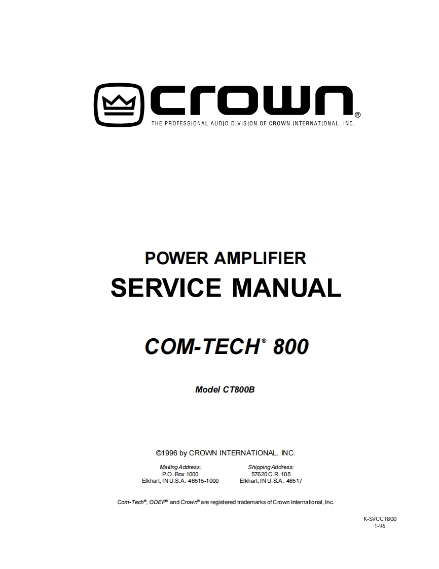 CROWN-CT800B-维修操作说明书手册-ct800sm