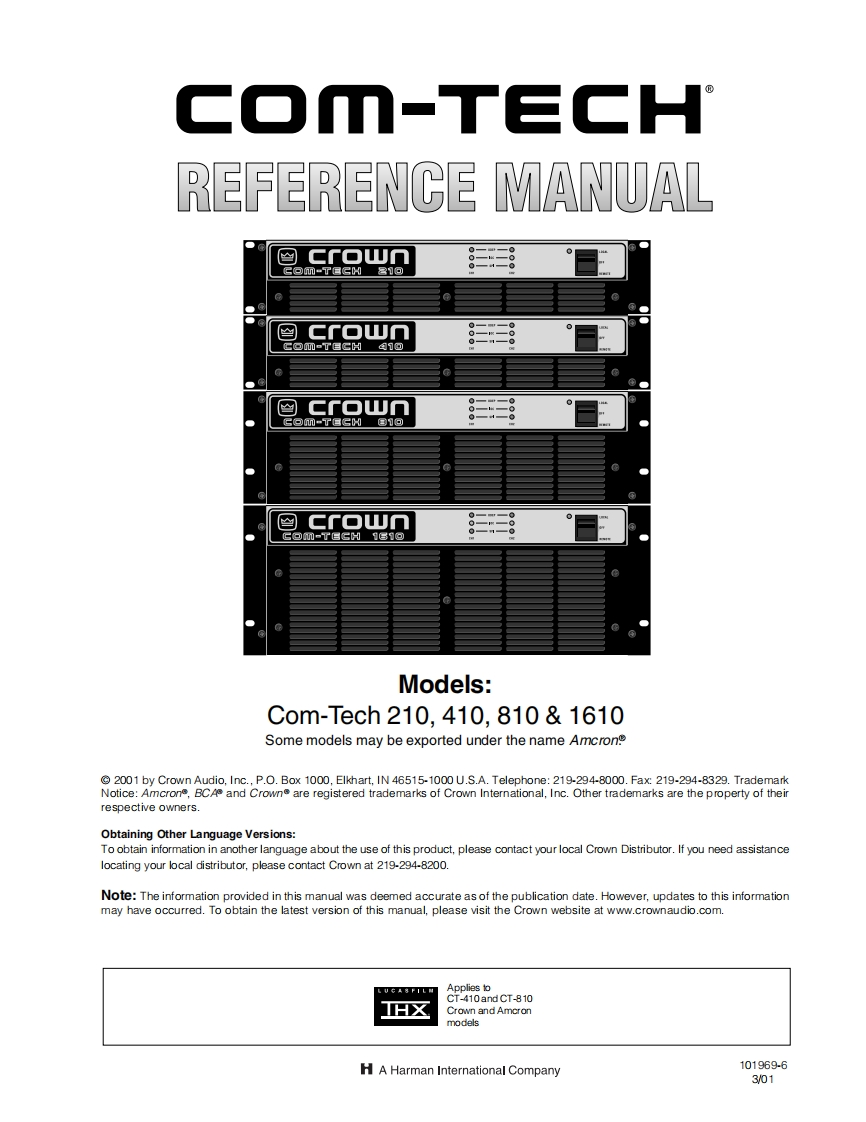 CROWN-Com-Tech-10-Series-Reference-操作说明书手册-101969