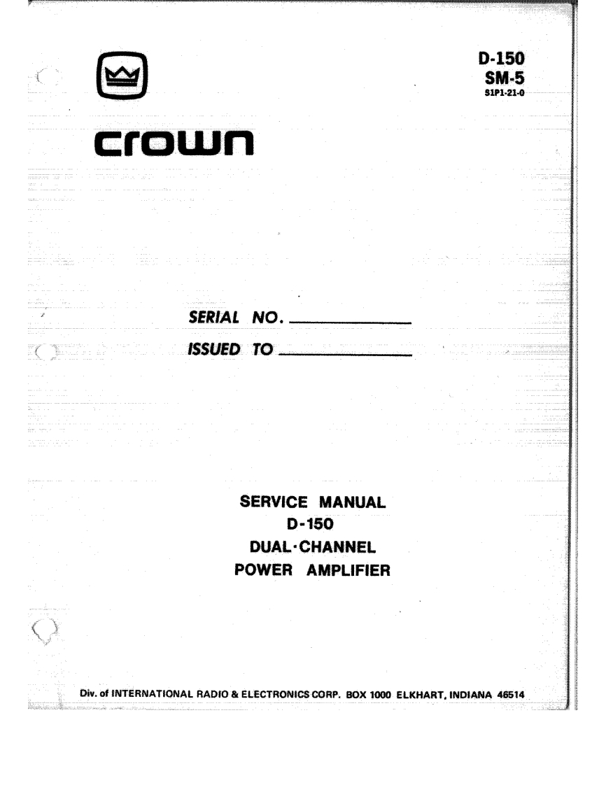 CROWN-D-150-维修操作说明书手册-D150Service操作说明书手册