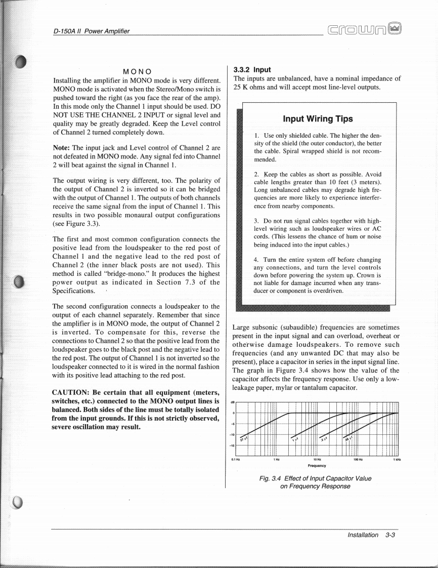 CROWN-D-150AII-Owners-操作说明书手册-2-of-3-D150ASIIownersmanual_2-of-3