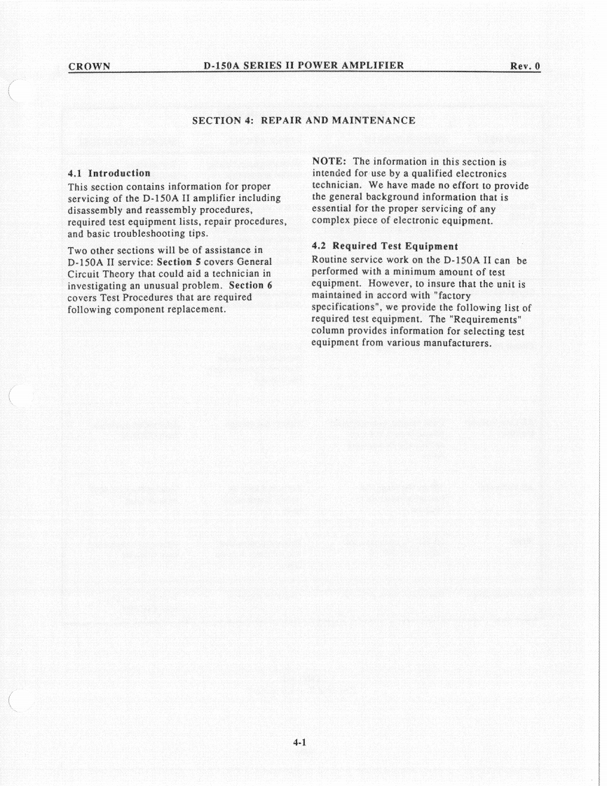CROWN-D-150AII-维修操作说明书手册-2-of-6-D150ASIIService操作说明书手册_2-of-6