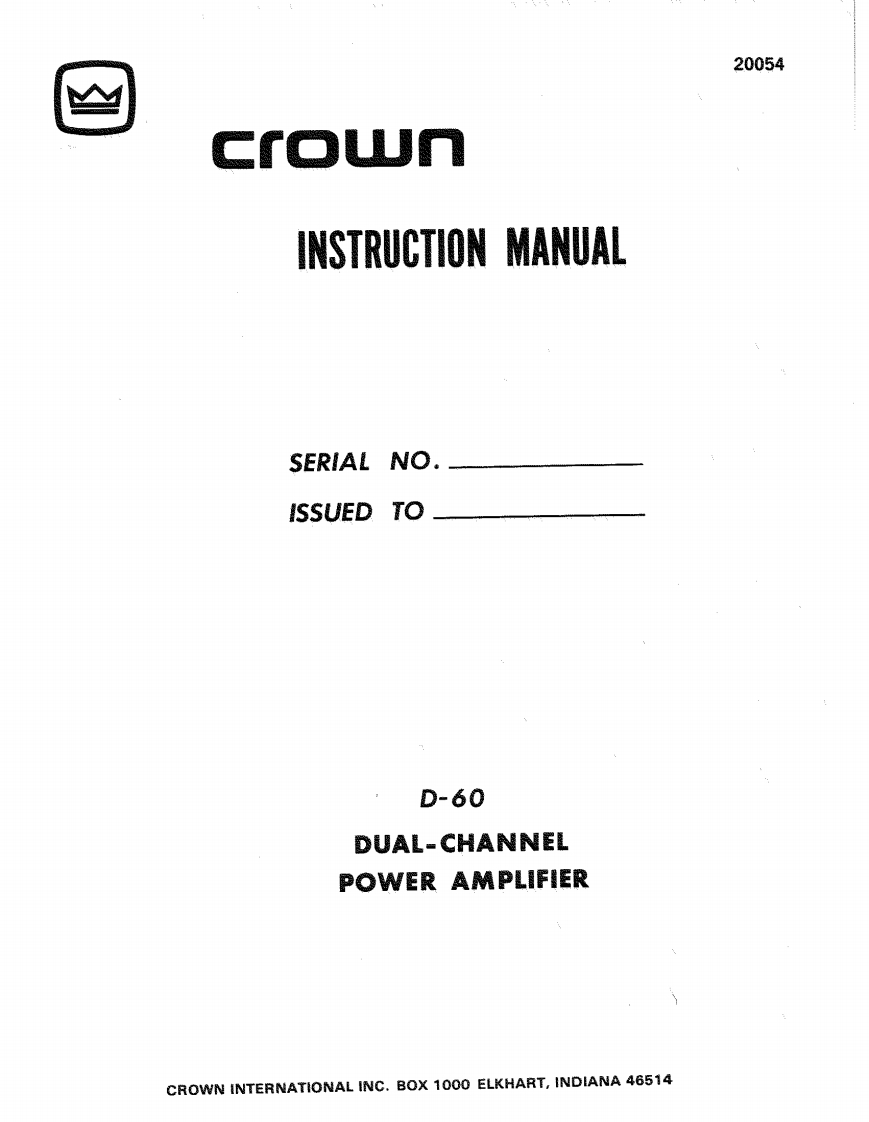 CROWN-D-60-Instruction-操作说明书手册-includes-service-info-d60-im