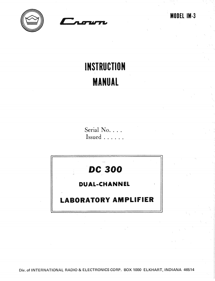 CROWN-DC-300-Instruction-操作说明书手册-dc300im