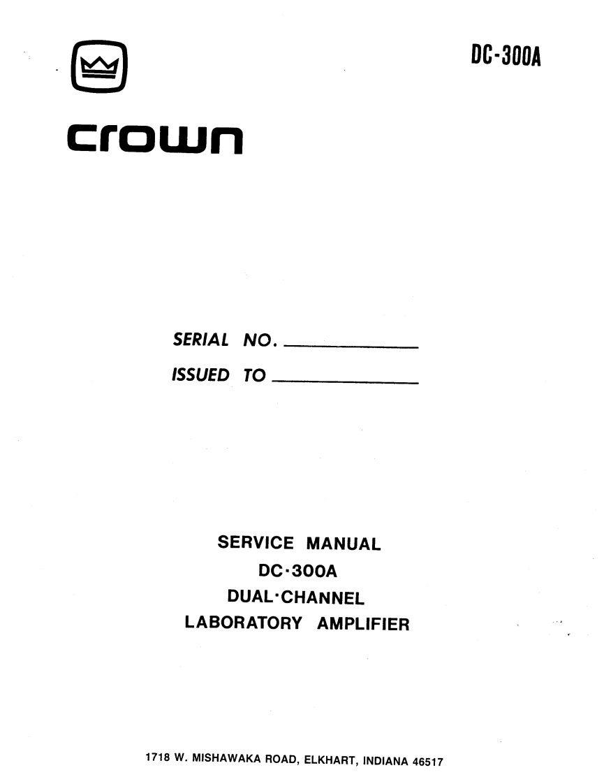 CROWN-DC-300A-维修操作说明书手册-dc300asm